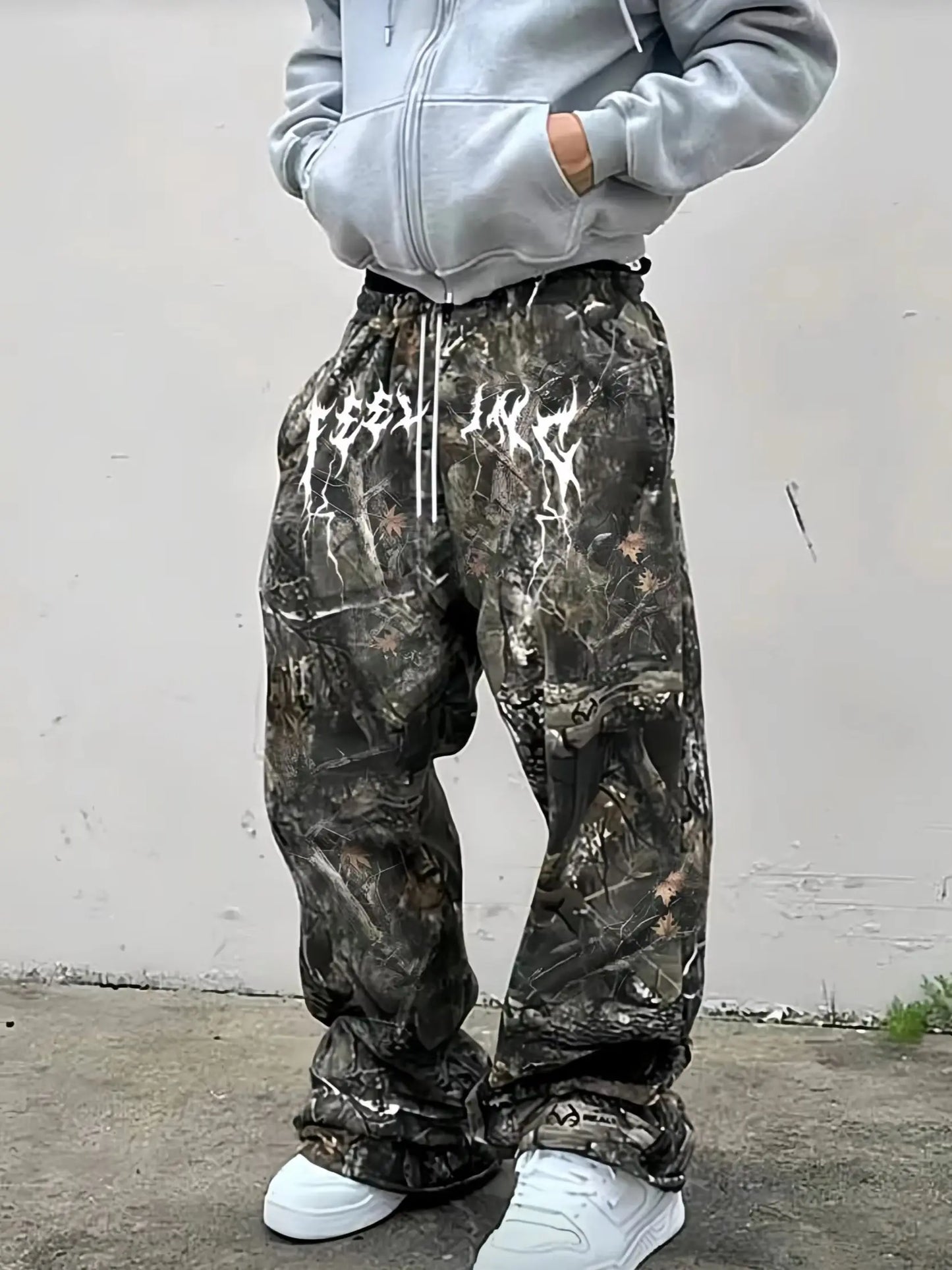 Y2K Camo Baggy Sweatpants Men