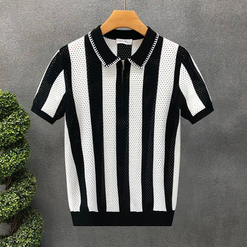 Korean Fitted Striped Polo Tee