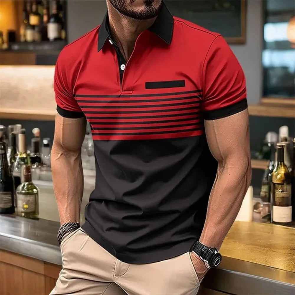 European Summer Striped Polo Shirt