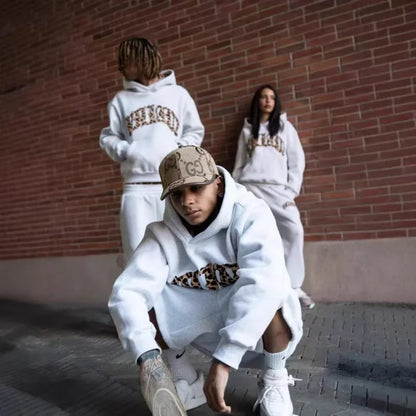 Retro Leopard Hoodie Sports Set