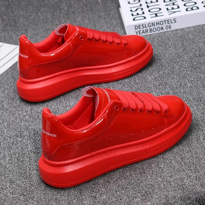 Red Lacquered Casual Skate Sneakers