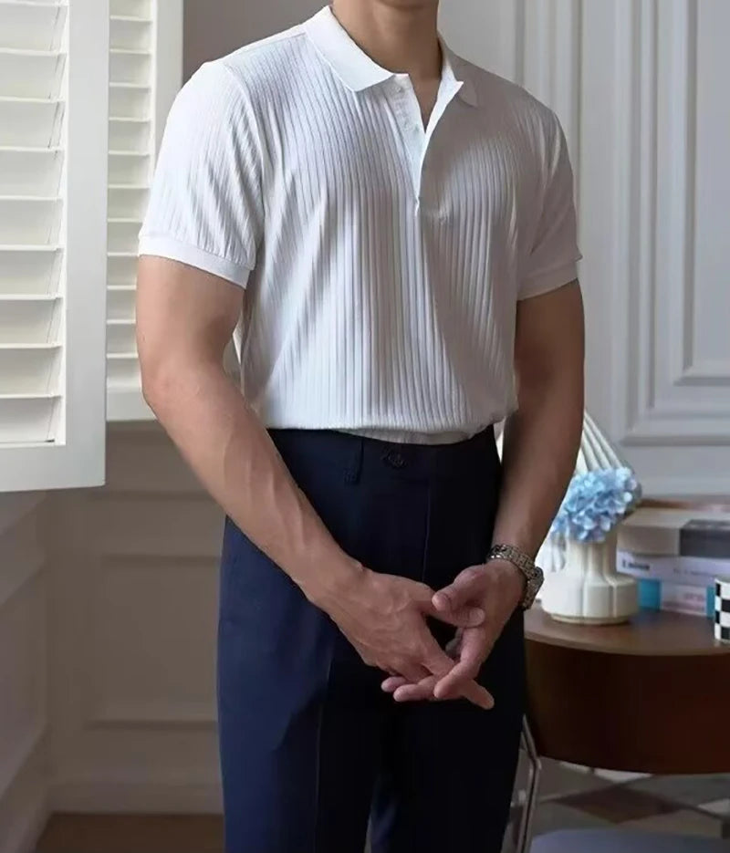 Slim Vertical Stripe Polo Shirt