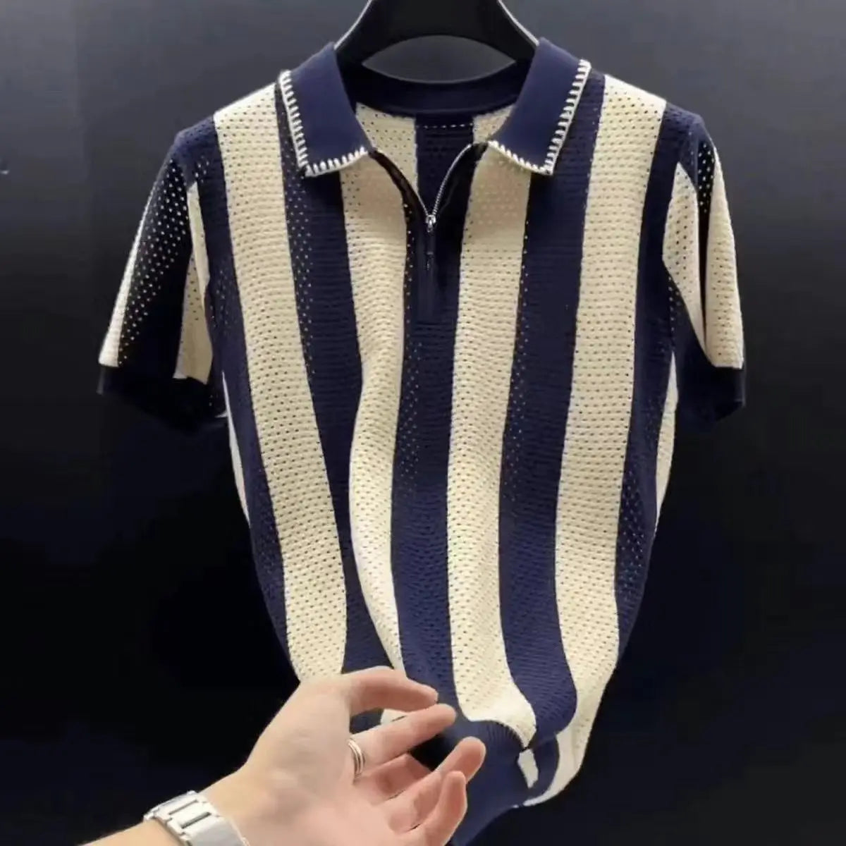 Korean Fitted Striped Polo Tee