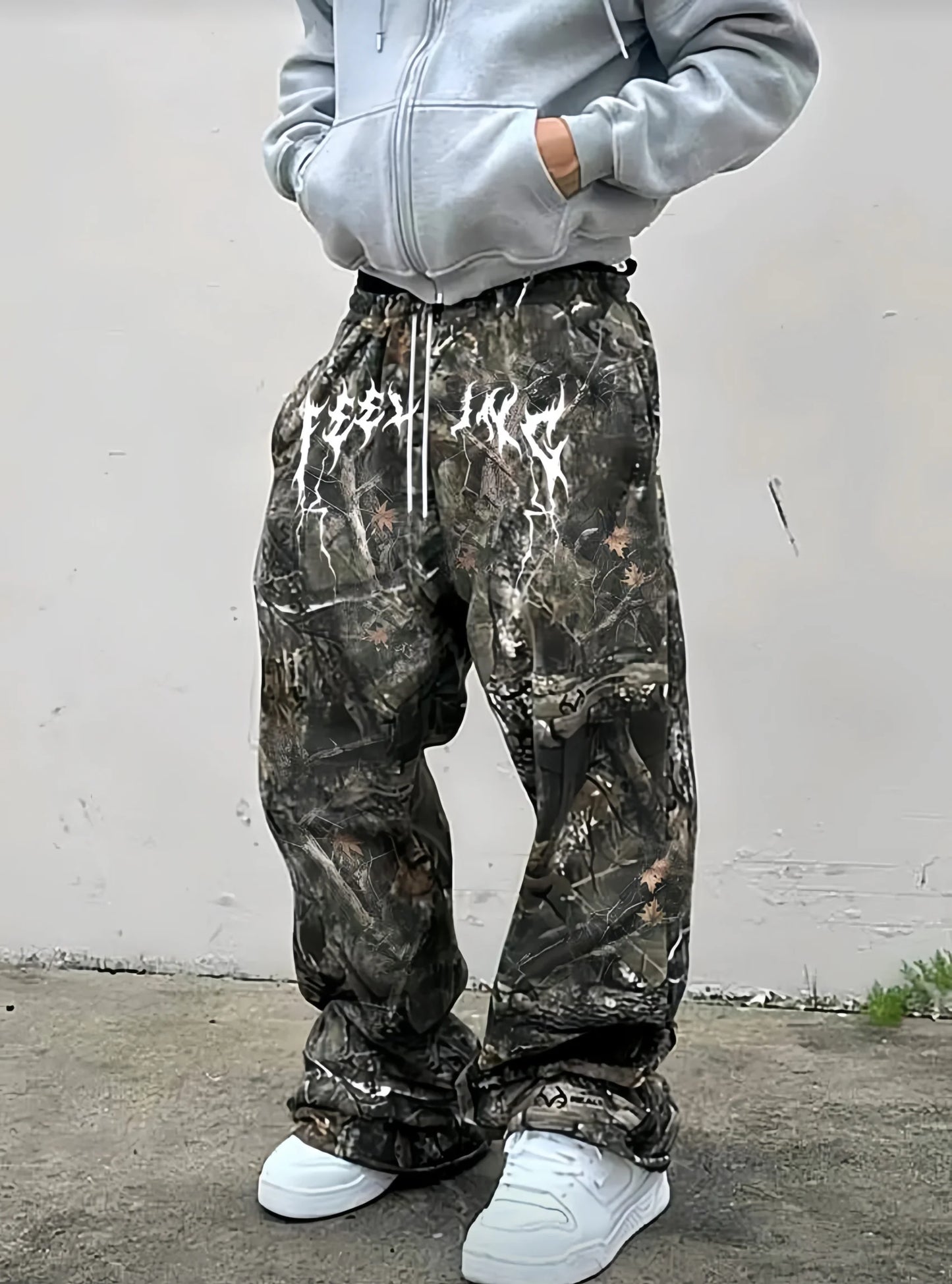 Y2K Camo Baggy Sweatpants Men
