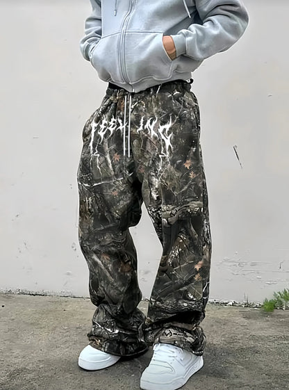 Y2K Camo Baggy Sweatpants Men