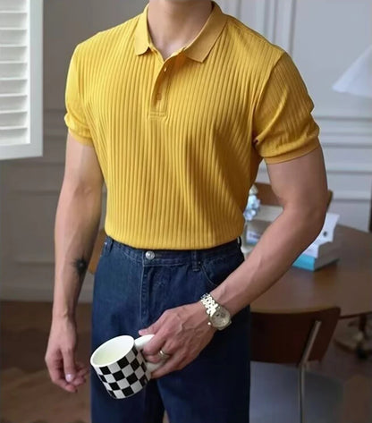 Slim Vertical Stripe Polo Shirt