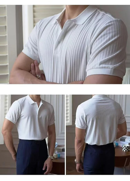 Slim Vertical Stripe Polo Shirt