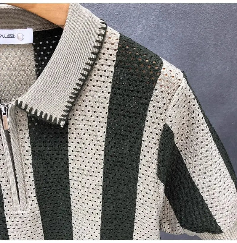 Korean Fitted Striped Polo Tee