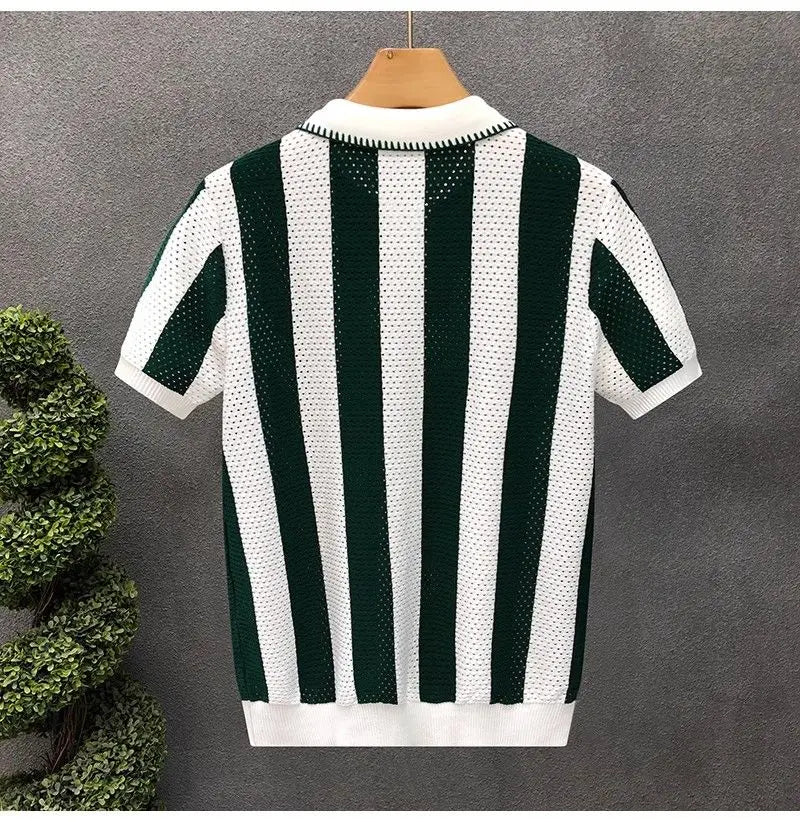 Korean Fitted Striped Polo Tee