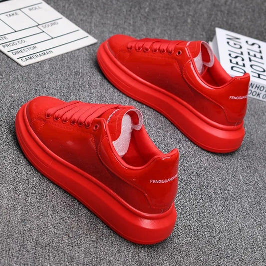 Red Lacquered Casual Skate Sneakers