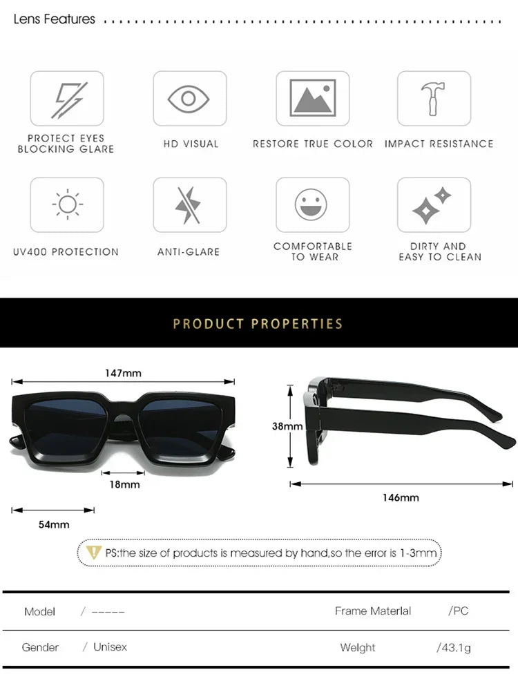 Retro Black Luxury Sunglasses Men