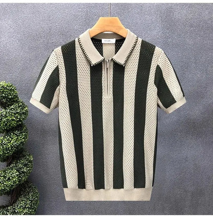 Korean Fitted Striped Polo Tee