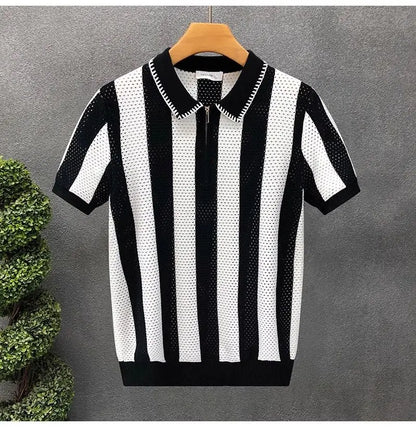 Korean Fitted Striped Polo Tee