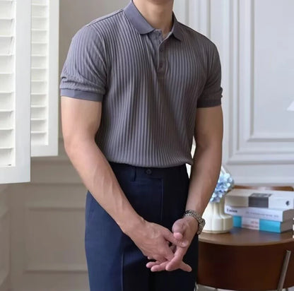 Slim Vertical Stripe Polo Shirt