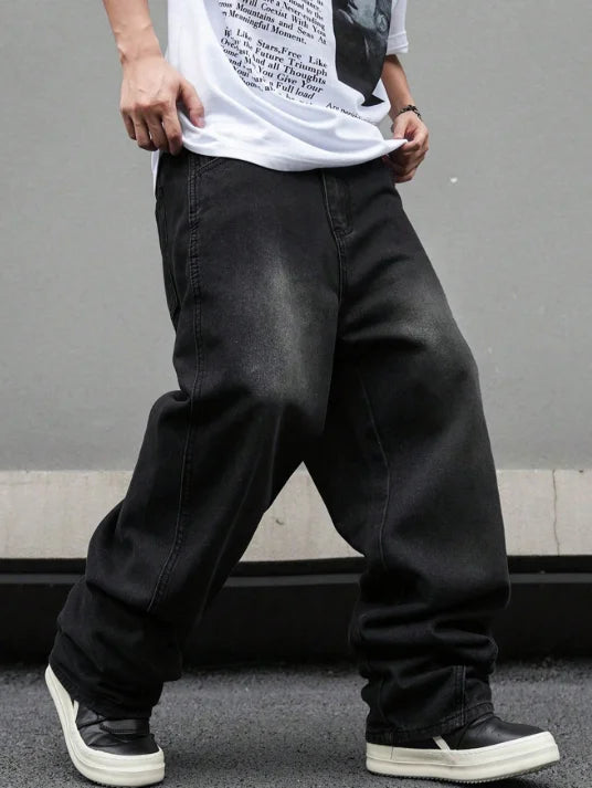 High Street Pleated Wide-Leg Jeans