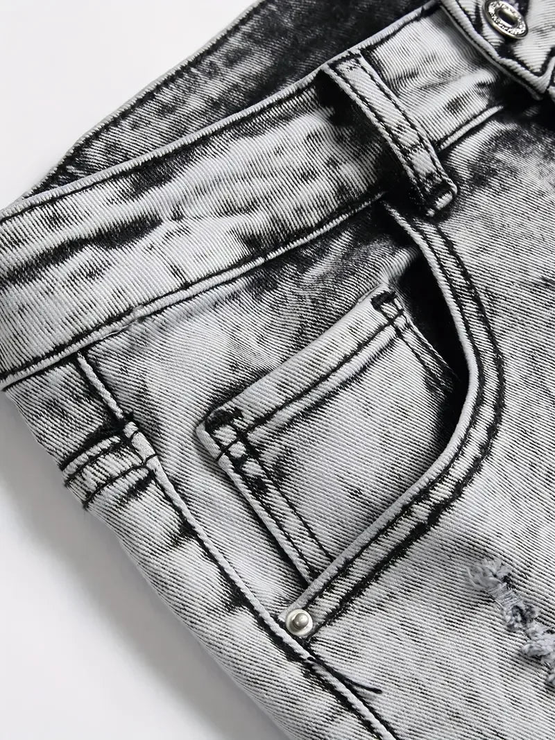 Slim Retro Denim Cargo Shorts