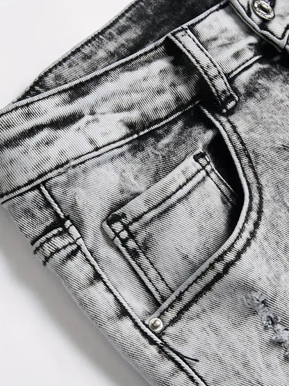 Slim Retro Denim Cargo Shorts