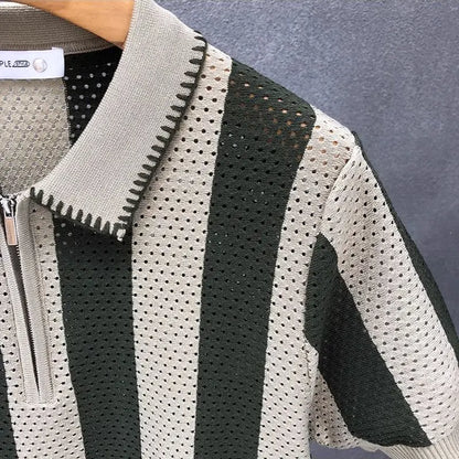 Korean Fitted Striped Polo Tee