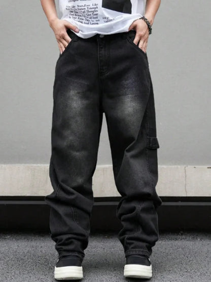 High Street Pleated Wide-Leg Jeans