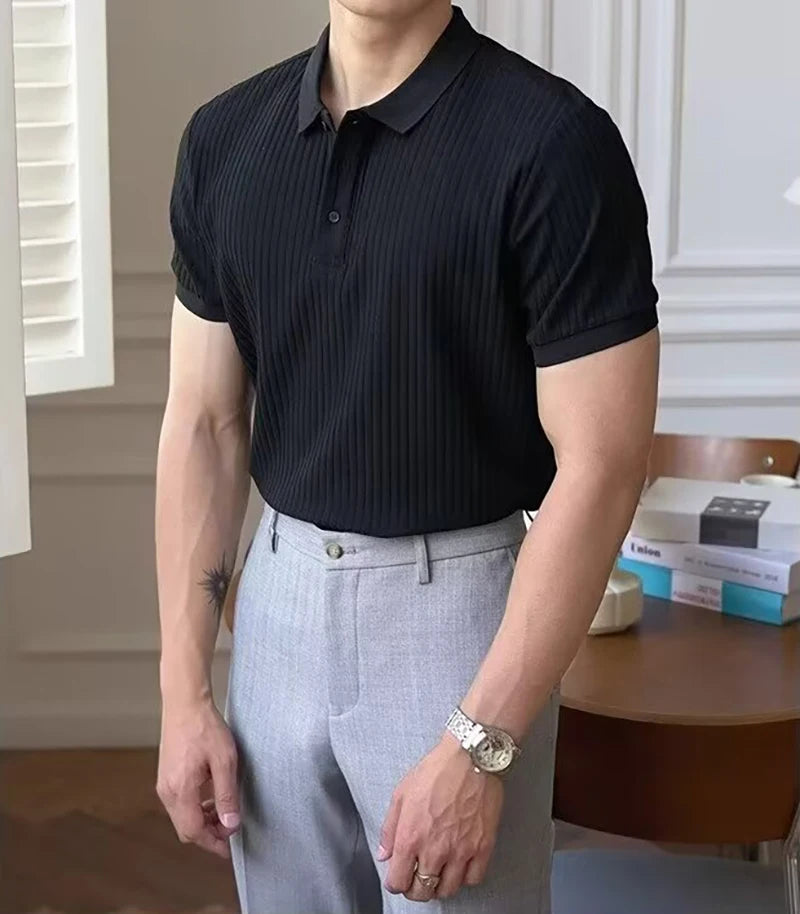 Slim Vertical Stripe Polo Shirt