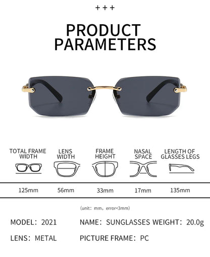 Rimless Rectangle Sunglasses Unisex