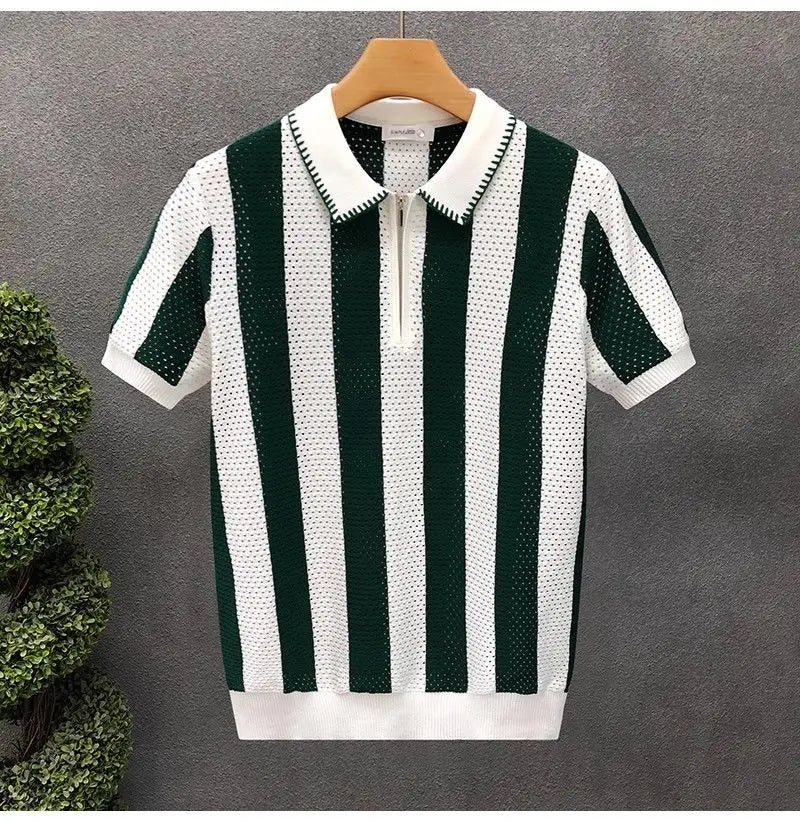 Korean Fitted Striped Polo Tee
