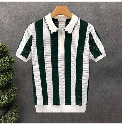 Korean Fitted Striped Polo Tee