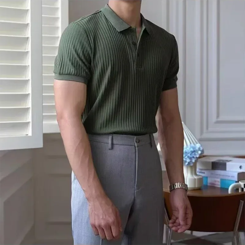 Slim Vertical Stripe Polo Shirt