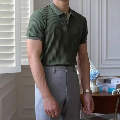 Slim Vertical Stripe Polo Shirt