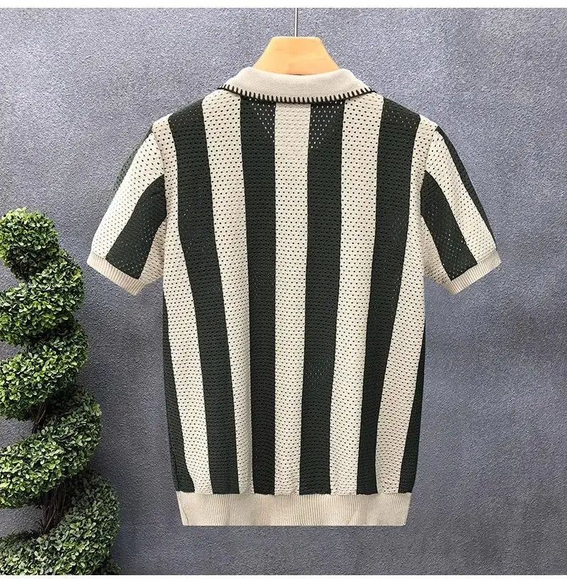 Korean Fitted Striped Polo Tee