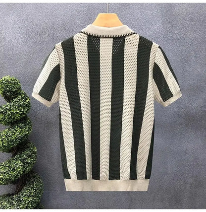 Korean Fitted Striped Polo Tee