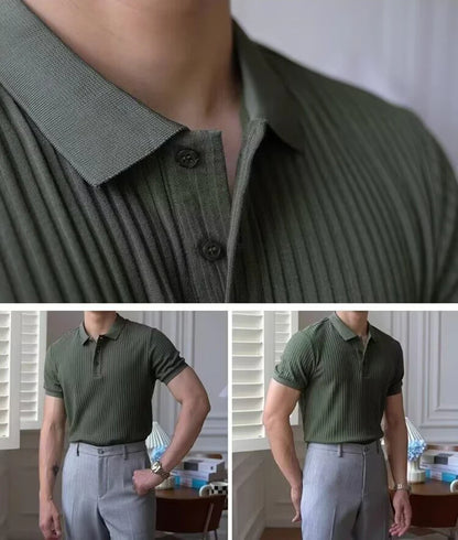 Slim Vertical Stripe Polo Shirt