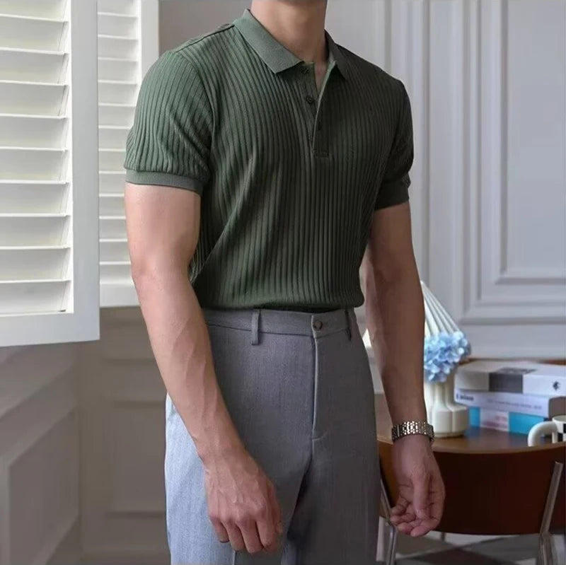 Slim Vertical Stripe Polo Shirt