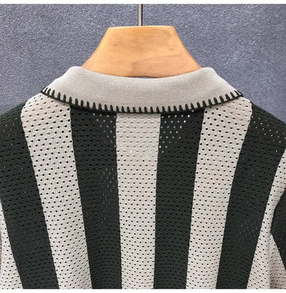 Korean Fitted Striped Polo Tee