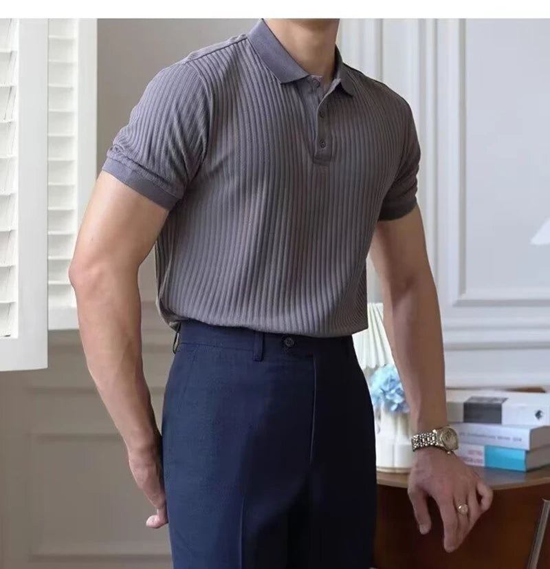 Slim Vertical Stripe Polo Shirt