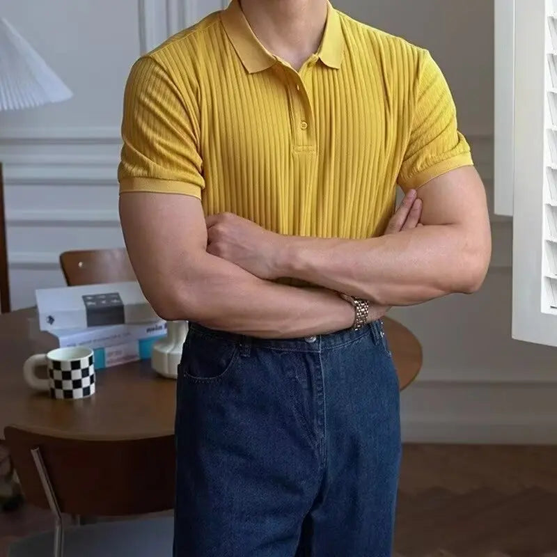 Slim Vertical Stripe Polo Shirt