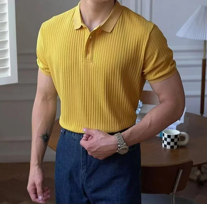 Slim Vertical Stripe Polo Shirt