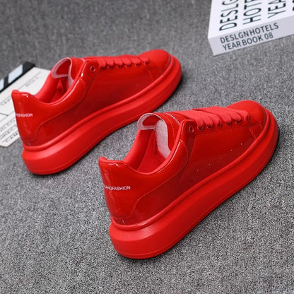 Red Lacquered Casual Skate Sneakers