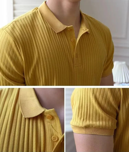 Slim Vertical Stripe Polo Shirt