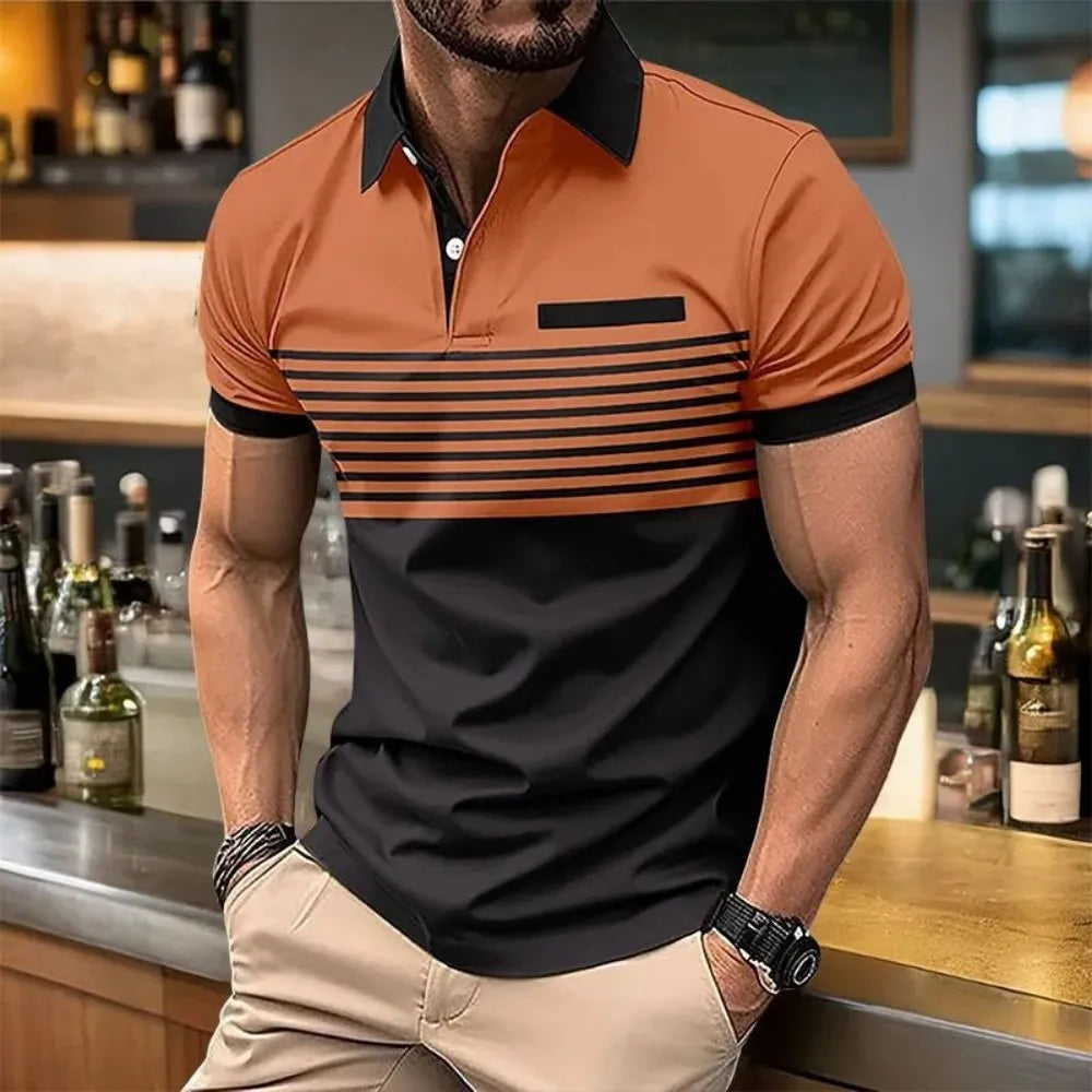 European Summer Striped Polo Shirt