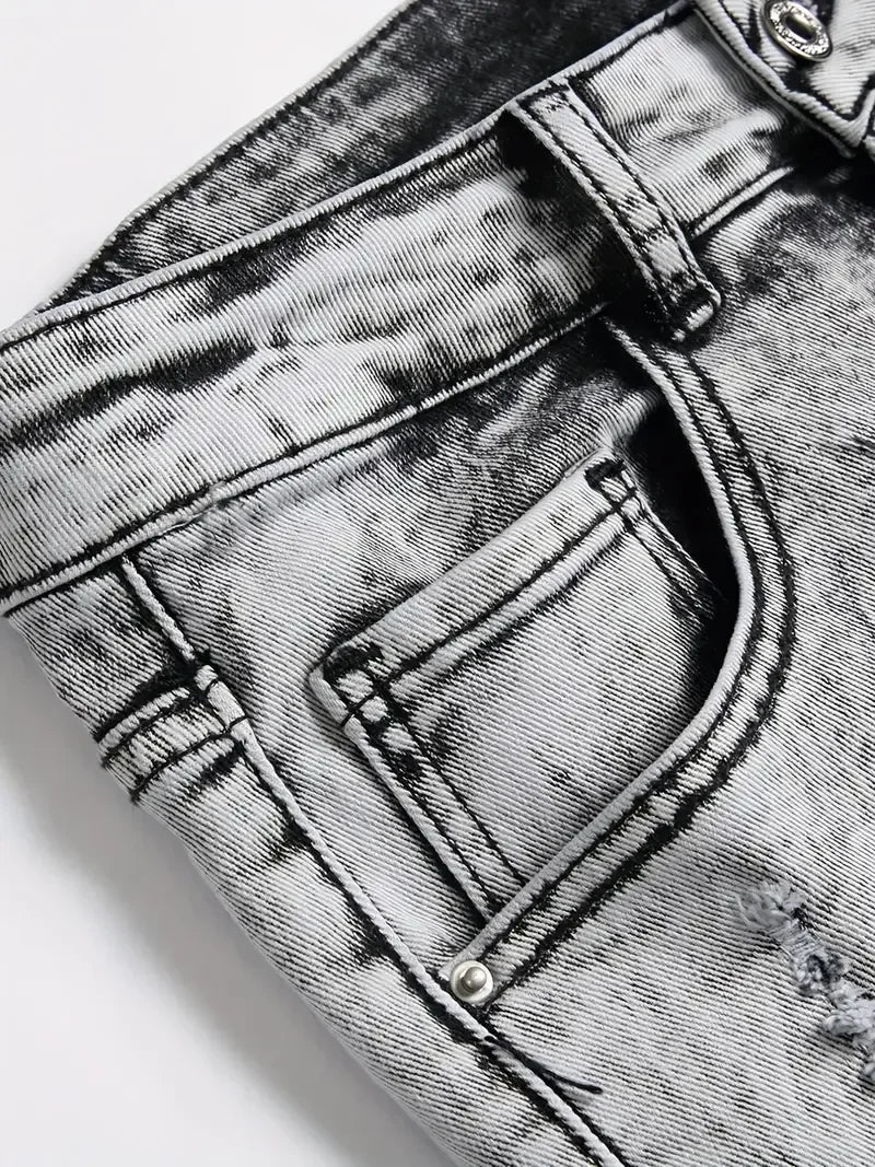 Slim Retro Denim Cargo Shorts