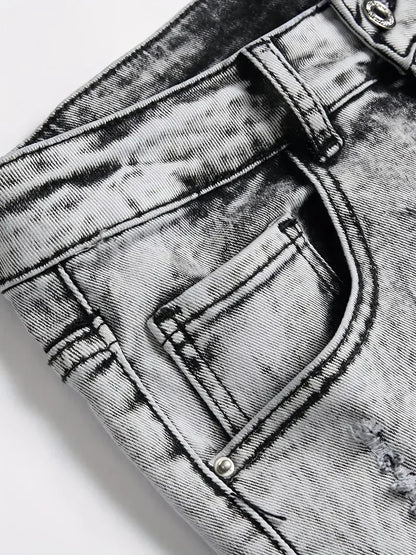 Slim Retro Denim Cargo Shorts