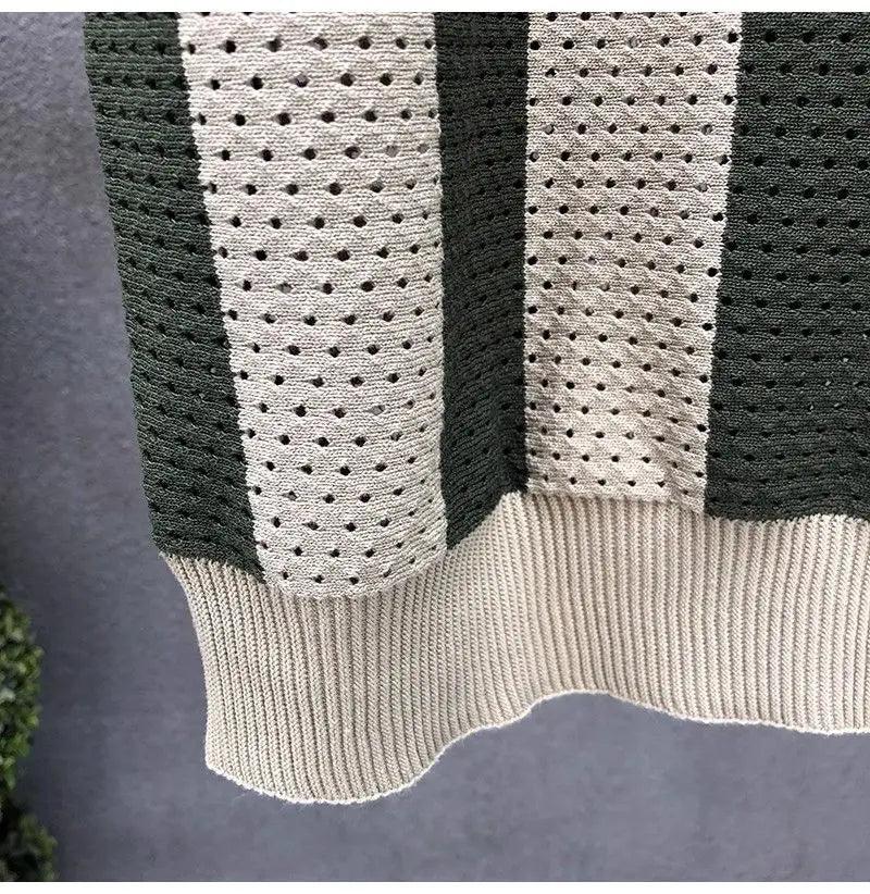 Korean Fitted Striped Polo Tee