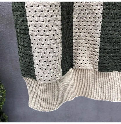 Korean Fitted Striped Polo Tee