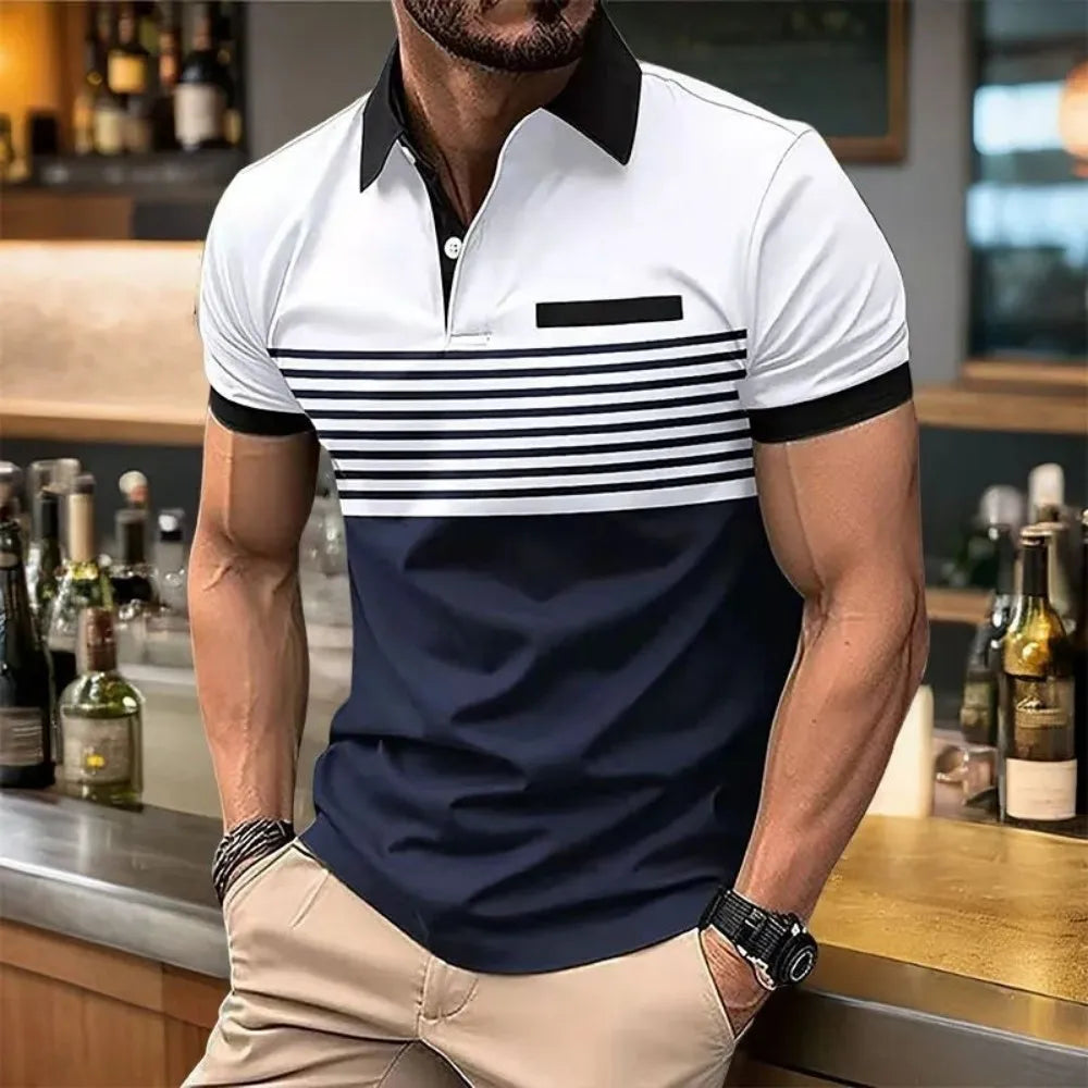 European Summer Striped Polo Shirt