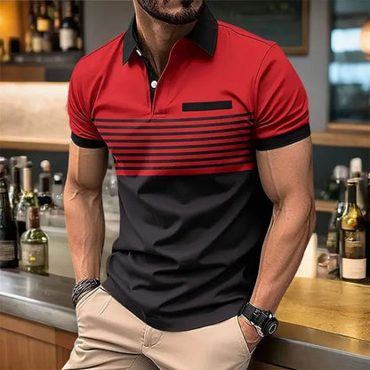 European Summer Striped Polo Shirt