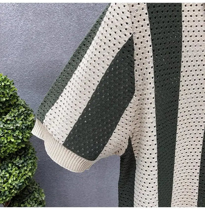 Korean Fitted Striped Polo Tee