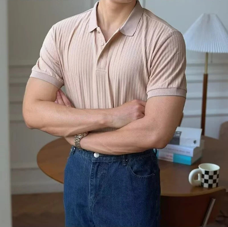 Slim Vertical Stripe Polo Shirt