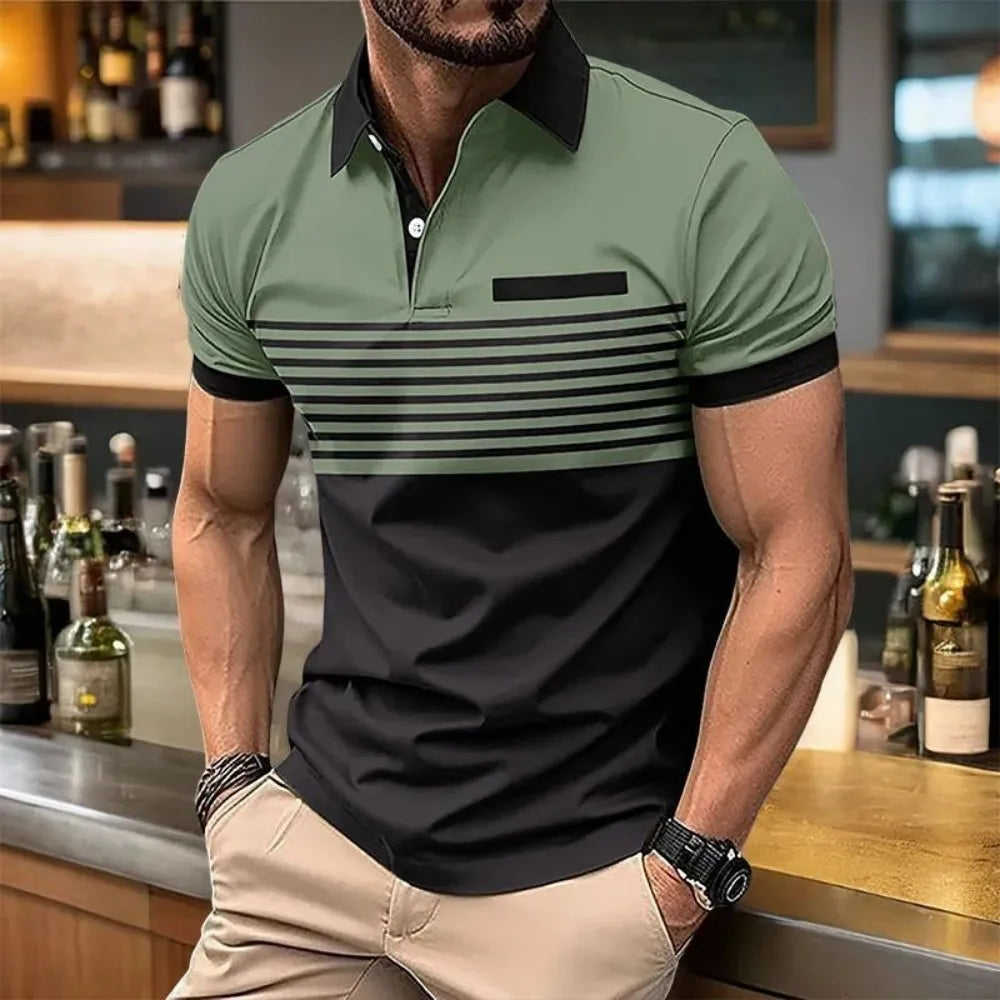 European Summer Striped Polo Shirt
