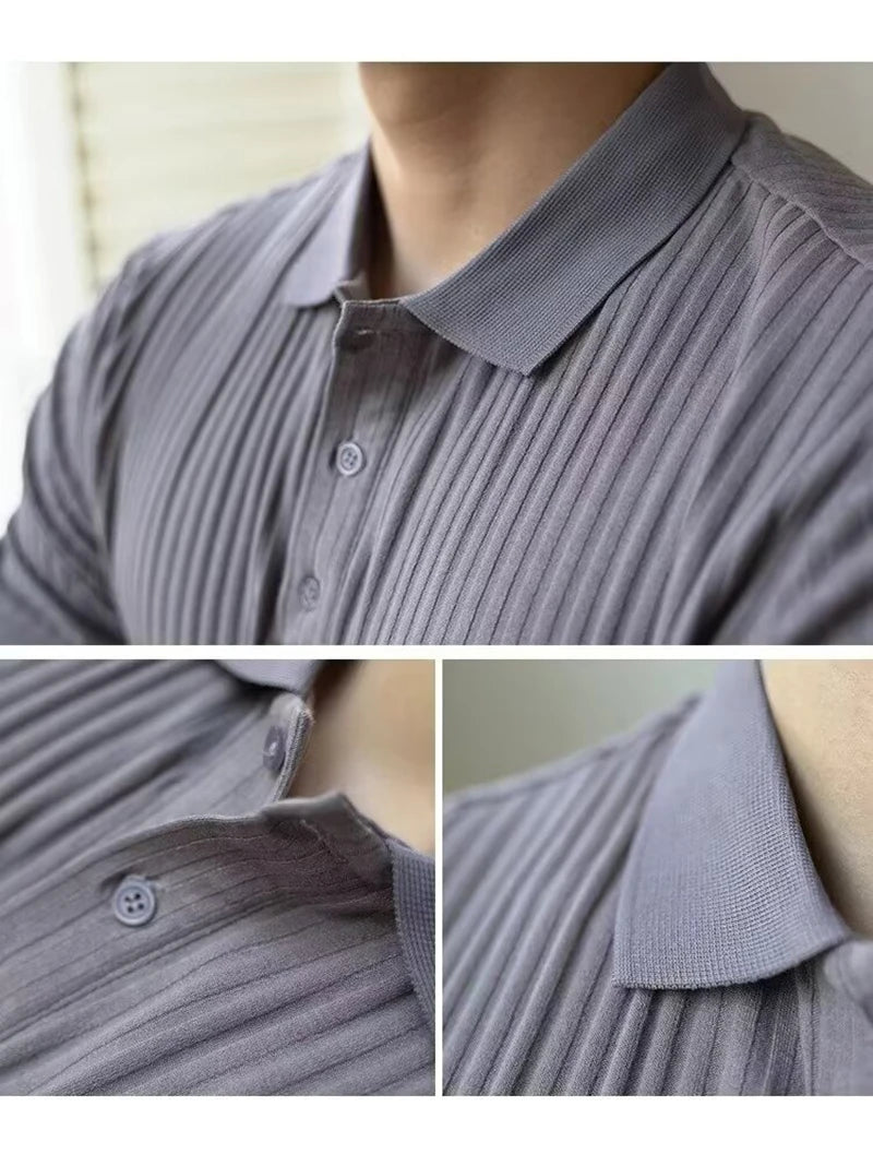 Slim Vertical Stripe Polo Shirt